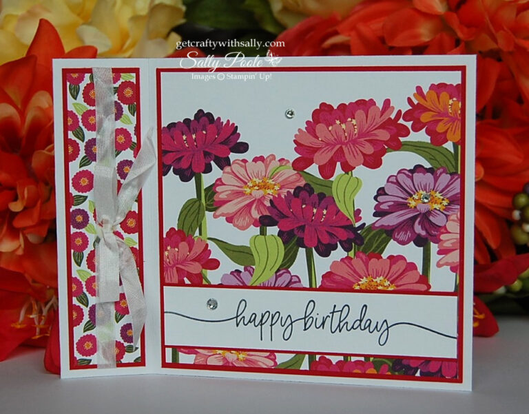 Book Binding Card Featuring Stampin' Up! FLOWERING ZINNIAS DSP - Get ...